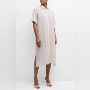 Eileen Fisher | Dresses | Eileen Fisher Washed Organic Linen Delave Mandarin  Collar Shirtdress Size Large | Poshmark